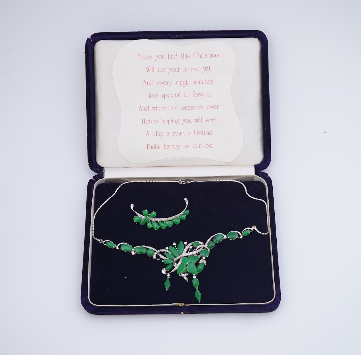 A jadeite and diamond demi-parure, 1960s
